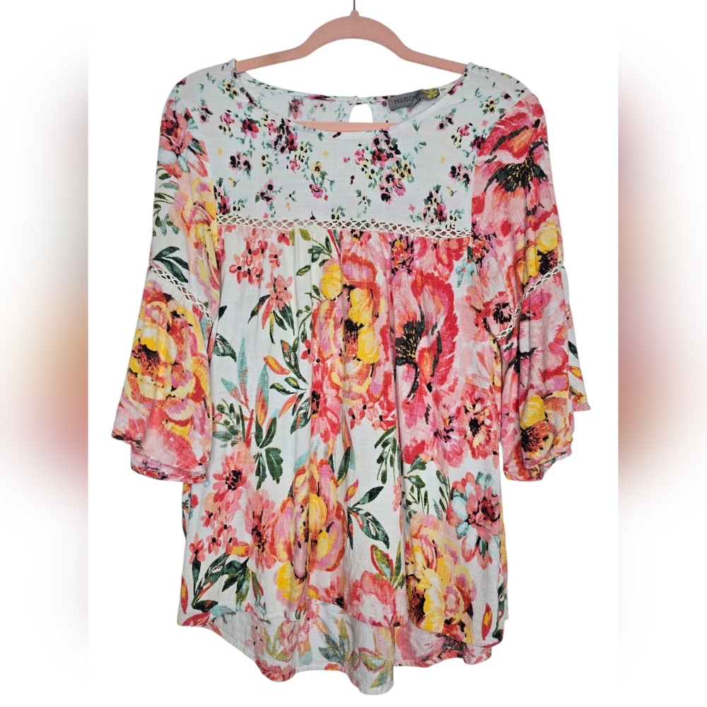 Figueroa & Flower Floral Boho Babydoll Top